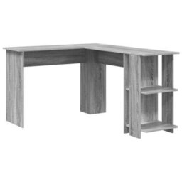 Berkfield Modern Corner Desk With Storage Grey Sonoma 140X113,5X75Cm - thumbnail 1