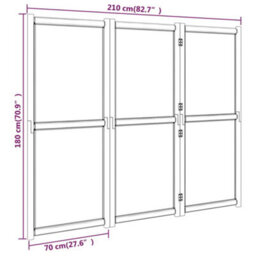 Berkfield 3-Panel Room Divider Cream White 210X180 Cm - thumbnail 9