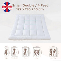 Hotel Quality Mattress Topper 10Cm 4Inch Thick Deep Toppers Small Double 190Cmx122Cm - thumbnail 2