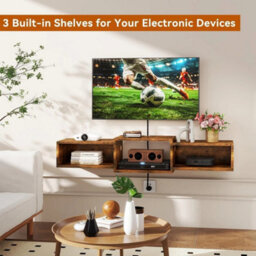 Space-Saving Wall Mounted Tv Stand With Cable Management - thumbnail 4