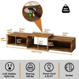 Space-Saving Wall Mounted Tv Stand With Cable Management - thumbnail 2