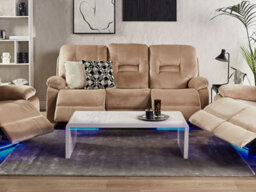Beliani Electric Recliner Sofa 3 Seater Bergen Velvet Light Beige With Usb Port - thumbnail 2
