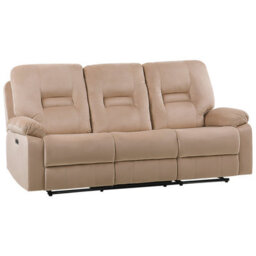 Beliani Electric Recliner Sofa 3 Seater Bergen Velvet Light Beige With Usb Port - thumbnail 4