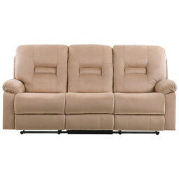 Beliani Electric Recliner Sofa 3 Seater Bergen Velvet Light Beige With Usb Port - thumbnail 5