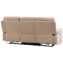 Beliani Electric Recliner Sofa 3 Seater Bergen Velvet Light Beige With Usb Port - thumbnail 6