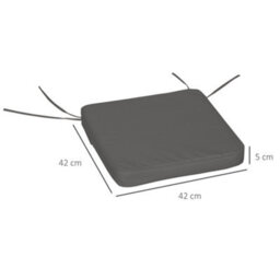 Outsunny Set Of 6 Chair Cushion Seat Pads Dining Chair W/ Straps Outdoor Grey - thumbnail 2