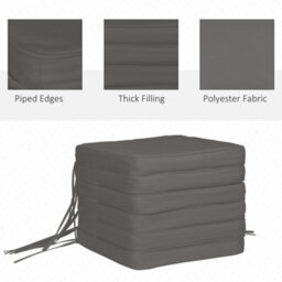 Outsunny Set Of 6 Chair Cushion Seat Pads Dining Chair W/ Straps Outdoor Grey - thumbnail 3