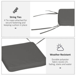 Outsunny Set Of 6 Chair Cushion Seat Pads Dining Chair W/ Straps Outdoor Grey - thumbnail 4