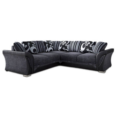 Furnishings For Less UK Lisbon Black And Grey L Shaped 5 Seater Fabric Corner Sofa - image 1