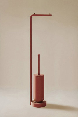 Cosmic Toilet Brush With Toilet Roll Holder, Award-Winning Design, Terracotta, Geyser Collection - image 1