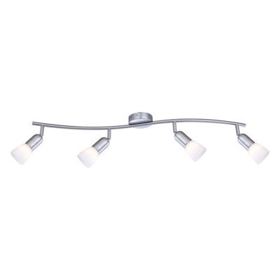 Luminosa Lighting Luminosa Cathy Ceiling Spotlight Bar Nickel Matt White Glass Shade 4X E14 - image 1