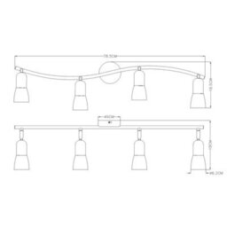 Luminosa Lighting Luminosa Cathy Ceiling Spotlight Bar Nickel Matt White Glass Shade 4X E14 - thumbnail 2