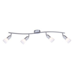 Luminosa Lighting Luminosa Cathy Ceiling Spotlight Bar Nickel Matt White Glass Shade 4X E14