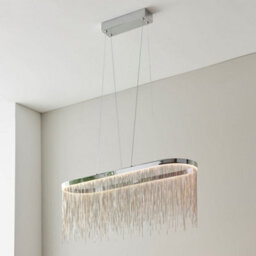 Luminosa Lighting Luminosa Orphelia Led Bar Pendant Light Fine Silver Chain Waterfall Effect Polished Chrome, Warm White - thumbnail 1