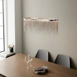 Luminosa Lighting Luminosa Orphelia Led Bar Pendant Light Fine Silver Chain Waterfall Effect Polished Chrome, Warm White - thumbnail 4