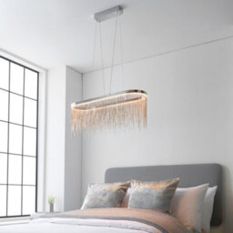 Luminosa Lighting Luminosa Orphelia Led Bar Pendant Light Fine Silver Chain Waterfall Effect Polished Chrome, Warm White - thumbnail 5