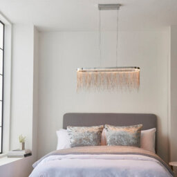 Luminosa Lighting Luminosa Orphelia Led Bar Pendant Light Fine Silver Chain Waterfall Effect Polished Chrome, Warm White - thumbnail 6