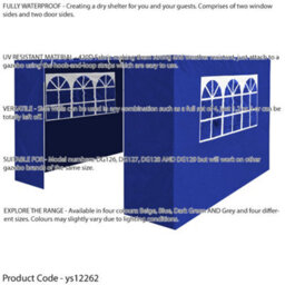 Loops Side Walls Door & Windows For 2X2M Pop-Up Gazebo - Blue - Garden Party Tent - thumbnail 2