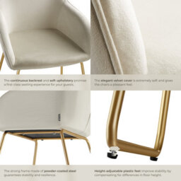 Tectake Set Of 4 Dining Chair Jeane - Velvet Look, Cantilever Frame  - Velvet Look Cream/gold - thumbnail 5