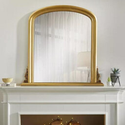 The Online Mirror Shop Arched Shape Overmantle Mirror With Gold Frame, Canterbury Of H86 X W88 X D6 Cm, Handcrafted, Stylish, Durable Home Decor - thumbnail 1