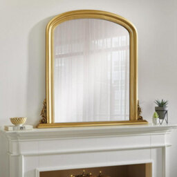 The Online Mirror Shop Arched Shape Overmantle Mirror With Gold Frame, Canterbury Of H86 X W88 X D6 Cm, Handcrafted, Stylish, Durable Home Decor - thumbnail 2