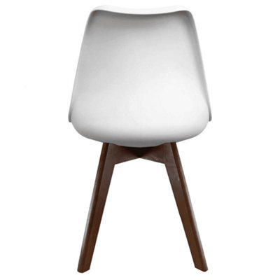 Fusion Living Soho White & Aqua Plastic Dining Chair With Squared Dark Wood Legs - image 1