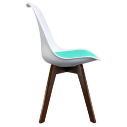 Fusion Living Soho White & Aqua Plastic Dining Chair With Squared Dark Wood Legs - thumbnail 3