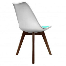 Fusion Living Soho White & Aqua Plastic Dining Chair With Squared Dark Wood Legs - thumbnail 6