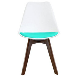 Fusion Living Soho White & Aqua Plastic Dining Chair With Squared Dark Wood Legs - thumbnail 5