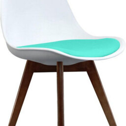 Fusion Living Soho White & Aqua Plastic Dining Chair With Squared Dark Wood Legs - thumbnail 7