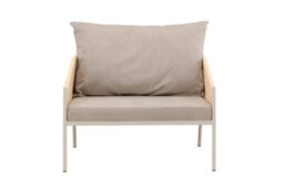 Louie Lounge Chair - Arm Chair - Beige Steel Frame / Rope Beige Linen Fabric -D90Xw98Xh74Cm, Seat Heigh 44Cm