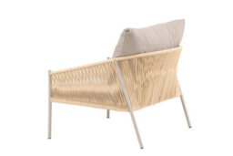 Louie Lounge Chair - Arm Chair - Beige Steel Frame / Rope Beige Linen Fabric -D90Xw98Xh74Cm, Seat Heigh 44Cm - thumbnail 5