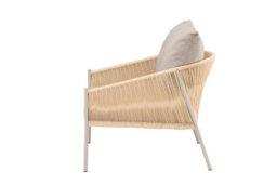 Louie Lounge Chair - Arm Chair - Beige Steel Frame / Rope Beige Linen Fabric -D90Xw98Xh74Cm, Seat Heigh 44Cm - thumbnail 4