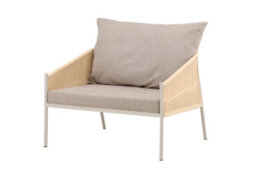Louie Lounge Chair - Arm Chair - Beige Steel Frame / Rope Beige Linen Fabric -D90Xw98Xh74Cm, Seat Heigh 44Cm - thumbnail 2
