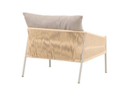Louie Lounge Chair - Arm Chair - Beige Steel Frame / Rope Beige Linen Fabric -D90Xw98Xh74Cm, Seat Heigh 44Cm - thumbnail 8
