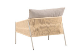 Louie Lounge Chair - Arm Chair - Beige Steel Frame / Rope Beige Linen Fabric -D90Xw98Xh74Cm, Seat Heigh 44Cm - thumbnail 6