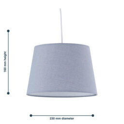 First Choice Lighting Set Of 2 Grey Cotton 23Cm Tapered Cylinder Pendant Or Lamp Shades - thumbnail 6