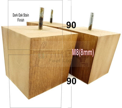 L&F 4X Solid Wooden Feet Replacement Furniture Legs 90mm Height Sofas Chairs Stools M8 Tsp2037 Dark Oak Stain - image 1