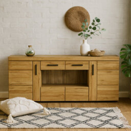 Wyld Haus Larkwood 6-Door Wide Glazed Grandson Oak Wood Sideboard - thumbnail 1