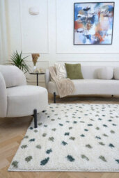 The Rugs Moodi Shaggy Green Drizzle Rug Runner Dots Thick High Pile For Living Rooms, Bedrooms, Hallways, Kitchens - thumbnail 2
