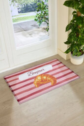 Artsy Doormats Croissant Bonjour Indoor Outdoor Doormat - thumbnail 1