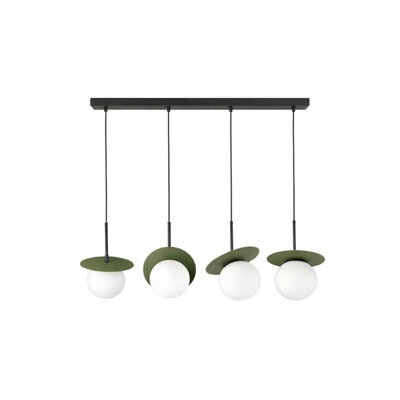 Luminosa Lighting Luminosa Aura Bar Pendant Ceiling Light Black, Green White Glass Shade 4X E27 - image 1