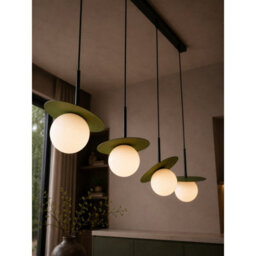 Luminosa Lighting Luminosa Aura Bar Pendant Ceiling Light Black, Green White Glass Shade 4X E27 - thumbnail 3