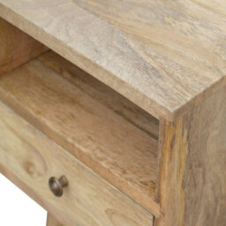 Wyld Haus Parma Mini Oak Mango Wood Bedside Table With Drawer And Open Shelf - thumbnail 8