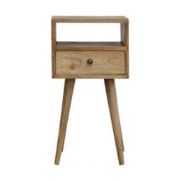 Wyld Haus Parma Mini Oak Mango Wood Bedside Table With Drawer And Open Shelf - thumbnail 2
