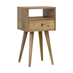 Wyld Haus Parma Mini Oak Mango Wood Bedside Table With Drawer And Open Shelf - thumbnail 3
