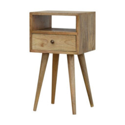 Wyld Haus Parma Mini Oak Mango Wood Bedside Table With Drawer And Open Shelf - thumbnail 4