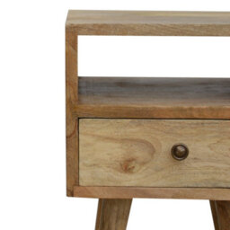 Wyld Haus Parma Mini Oak Mango Wood Bedside Table With Drawer And Open Shelf - thumbnail 5