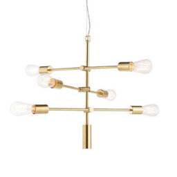 Luminosa Lighting Luminosa Rubens Pendant Satin Brushed Gold Effect Plate 6 Light Dimmable Ip20 - E27 - thumbnail 1