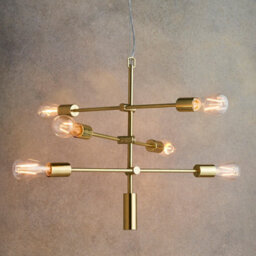 Luminosa Lighting Luminosa Rubens Pendant Satin Brushed Gold Effect Plate 6 Light Dimmable Ip20 - E27 - thumbnail 3